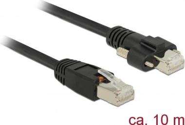 DeLOCK - Patch-Kabel - RJ-45 (M) schraubbar bis RJ-45 (M) - 10,0m - SSTP-Kabel - CAT 6 - Schwarz (85672) 