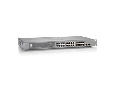 LevelOne FGP-2412 - Switch - 24 x 10/100 + 2 x Kombi-Gigabit-SFP - an Rack montierbar - PoE (FGP-2412) 