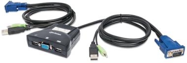 Manhattan 2 Port Mini KVM Switch - KVM-/Audio-Switch - USB - 2 x KVM/Audio - 1 lokaler Benutzer - Desktop (151245) 