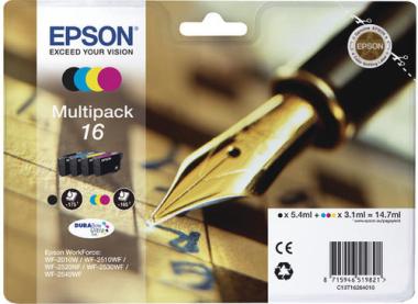 Epson 16 Multipack - 4er-Pack - Schwarz, Gelb, Cyan, Magenta - Original - Tintenpatrone - fr WorkForce WF-2010, WF-2510, WF-2520, WF-2530, WF-2540, WF-2630, WF-2650, WF-2660 (C13T16264010) 