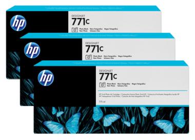Hewlett-Packard HP 771C - 3er-Pack - Photo schwarz - Original - Tintenpatrone - fr DesignJet Z6200 (B6Y37A) 