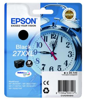 Epson 27XXL - Druckerpatrone - Gre XXL - 1 x Schwarz - 2200 Seiten - Blisterverpackung - fr WorkForce WF-7620DTWF (C13T27914010) 