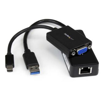 StarTech.com Adapter Kit - VGA / Gigabit Ethernet - Notebook-Zubehrpaket - Schwarz (LENX1MDPUGBK) 