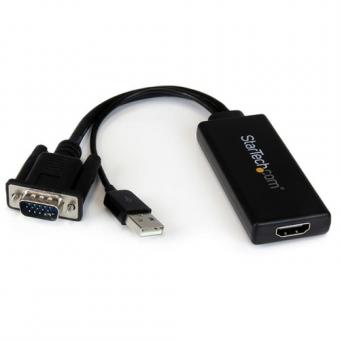 StarTech.com VGA to HDMI Adapter with USB Audio &amp; Power - Videokonverter - VGA - HDMI - Schwarz (VGA2HDU) 