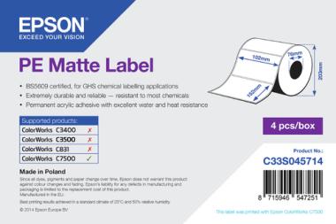 Epson Etikettenrolle - Kunststoff (Polyethylen) - matt beschichtet - passt fr: Epson ColorWorks C7500 - Mae (BxH): 102x152mm - 800 Etiketten/Rolle (C33S045714) 