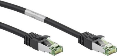 Wentronic goobay - Patch-Kabel - RJ-45 (M) bis RJ-45 (M) - 15,0m - SFTP, PiMF - CAT 8,1 - geformt - Schwarz (66727) 