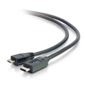 C2G - USB-Kabel - 24-Pin-USB Typ C (M) - 5-polig Micro-USB Typ B (M) - 3,0m (USB/USB2.0) - Schwarz (88852) 