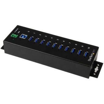 StarTech.com 10 Port Industrial USB3.0 Hub - ESD and Surge Protection - Hub - 10 x SuperSpeed USB3.0 - an DIN-Schiene montierbar - Gleichstrom (ST1030USBM) 