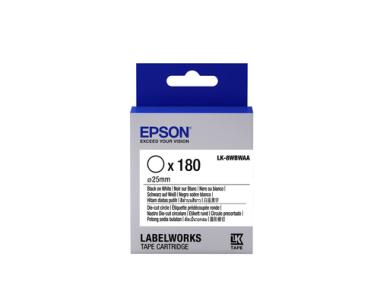 Epson LabelWorks LK-8WBWAA - Schwarz auf Wei - 25 mm rund 180 Etikett(en) (1 Rolle(n) x 180) gestanzte, runde Etiketten - fr LabelWorks LW-1000P, LW-300, LW-300L, LW-400, LW-400L, LW-600P, LW-700, LW-900P, LW-Z900FK 