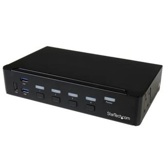 StarTech.com 4-Port DisplayPort KVM Switch With Built-in USB3.0 Hub - 4K - KVM-/USB-Switch - USB - 4 x KVM/Audio/USB + 3 x SuperSpeed USB - 1 lokaler Benutzer - an Rack montierbar - AC 120/230 V / DC 9 - 12 V (SV431DPU3A2) 