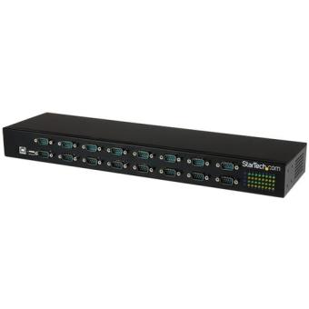 StarTech.com 16 Port USB to Serial Adapter Hub - USB to RS232 Daisy Chain - Serieller Adapter - USB2.0 - RS-232 x 16 - Schwarz (ICUSB23216FD) 