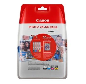 Canon CLI-571XL C/M/Y/BK + Fotopapier (PP-201 50 Blatt) 