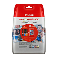 CANON CLI-551XL C/M/Y/BK + Foto Papier Cyan Magenta Gelb Schwarz XL Tintentanks + 4x6 Fotopapier PP-201 50Blatt Vorteilspack Blister 