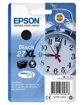 Epson 27XL - 17,7 ml - Gre XL - Schwarz - Original - Blister mit RF- / aktustischem Alarmsignal - Tintenpatrone - fr WorkForce WF-3620DWF Stickers, WF-3640DTWF, WF-7110DTW, WF-7610DWF, WF-7620DTWF (C13T27114022) 