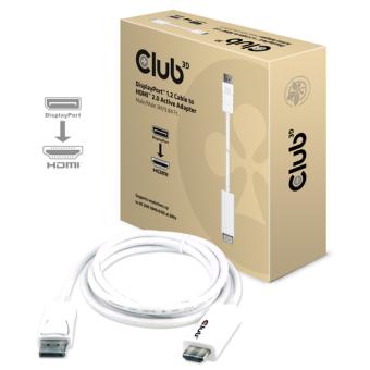 Club3D CAC-1073 DisplayPort auf HDMI UHD 4K60Hz aktiver Ada. DisplayPort Stecker auf HDMI Stecker 3m wei 