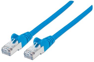 Intellinet - Patch-Kabel - RJ-45 (M) bis RJ-45 (M) - 30,0m - SFTP - CAT 6a - IEEE 802,3af - gestiefelt, geformt - Blau (350815) 