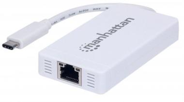 Manhattan Type-C to 3-Port USB3.0 Hub with Gigabit Network Adapter - Netzwerkadapter - USB-C 3,1 / Thunderbolt 3 - Gigabit Ethernet x 1 + USB3.0 x 3 (507608) 