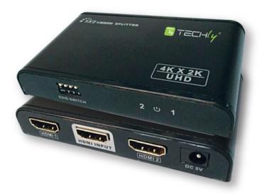 TECHLY HDMI2.0 Splitter 4K UHD 3D 2 ways with EDID - Video-/Audio-Splitter - 2 x HDMI - Desktop (IDATA-HDMI2-4K2E) 
