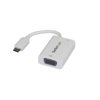 StarTech.com USB-C auf VGA Videoadapter mit USB Stromversorgung - Thunderbolt 3 kompatibel - USB-C zu VGA Adapter - 1920 x 1200 - Wei - Externer Videoadapter - USB-C - VGA - wei (CDP2VGAUCPW) 