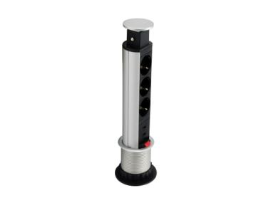 equip Desktop Pop-up Power Outlet - Stromverteilungseinheit - Wechselstrom 250 V - 3500 Watt - Ausgangsbuchsen: 3 (CEI 23-16/VII / CEE 7/4 (SCHUCO)) - 1.8 m - Silber 