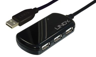 LINDY USB 2.0 Aktiv-Verlaengerung Pro 8m inklusive 4 Port USB-Hub 