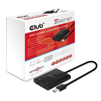 Club 3D SenseVision - Externer Videoadapter - USB 3,1 Gen 1 - 2 x HDMI (CSV-1474) 