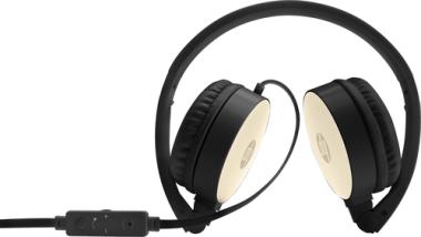 HP H2800 - Kopfhrer mit Mikrofon - On-Ear - kabelgebunden - 3,5 mm Stecker - Gold - fr OMEN 25L by HP, 30L by HP, HP 14, 24, 27, Desktop M01, Pavilion Gaming 15, TG01, Slim S01 