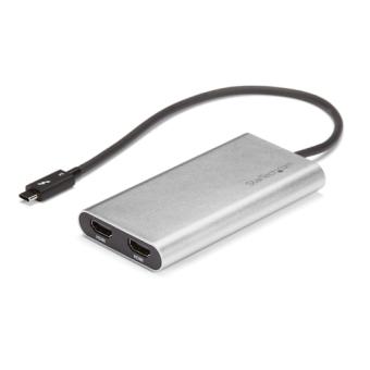StarTech.com Thunderbolt 3 auf Zwei HDMI Adapter - 4K 60Hz - fr Mac und Windows - Thunderbolt 3 Adapter - Externer Videoadapter - Thunderbolt 3 - HDMI - Silber 