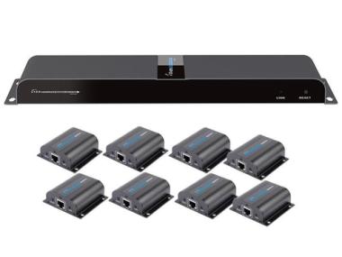 TECHLY HDMI 1x8 Extender Splitter over CAT6/6a/7 50m with IR pass-back - Sender + 8 Empfnger - Video-/Audio-/Infrarot-bertrager - HDMI, infrarot - 8 Anschlsse - bis zu 50 m (IDATA-EX-HL81TY) 
