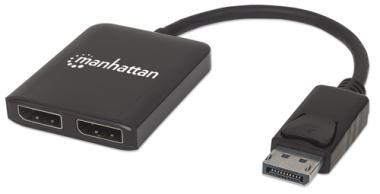 Manhattan DisplayPort to 2-Port DisplayPort Splitter Hub with MST - Video-/Audio-Splitter - 2 x DisplayPort - Desktop 
