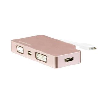StarTech.com USB-C Multiport Video Adapter - 4-in-1 USB-C to VGA, DVI, HDMI or mDP - 4K - Externer Videoadapter - USB-C - DVI, HDMI, Mini DisplayPort, VGA - Rosegold 
