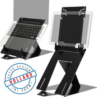 R-GO Riser Duo Tablet- Laptopstaender verstellbar ergonomisch Dokumentenhalter 4 Positionen leicht kompakt 25,4-55,88cm 10-22Zoll 