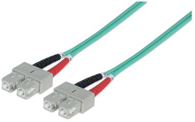 Intellinet - Patch-Kabel - SC multi-mode (M) - SC multi-mode (M) - 20,0m - Glasfaser - 50/125 Mikrometer - OM3 - halogenfrei - Aquamarin (751070) 