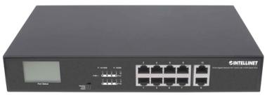 Intellinet 8-Port Gigabit PoE + Switch 2xRJ45-Uplink LCD 