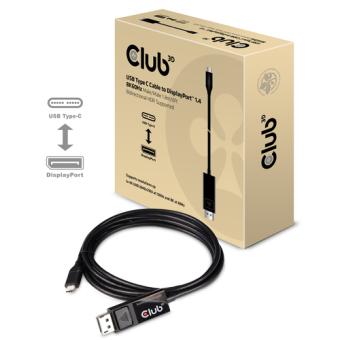 Club3D CAC-1557 USB Typ C auf DP 1.4 8K60Hz Bidirektional USB Typ-C Stecker auf DisplayPort Stecker 1.8m schwarz 