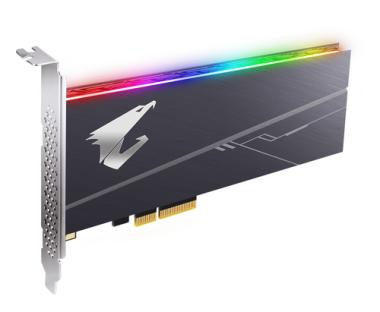 Gigabyte AORUS RGB AIC - SSD - verschlsselt - 1 TB - intern - PCIe-Karte (HHHL) (PCIe Karte (HHHL)) - PCI Express 3.0 x4 (NVMe) - 256-Bit-AES - Self-Encrypting Drive (SED) (GP-ASACNE2100TTTDR) 
