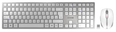 CHERRY DW 9000 SLIM - Rechargeable Wireless Desktop - Keyboard+Mouse - USB/Bluetooth - SILBER/WEISS (EU) US-Englisch mit EURO Symbol 
