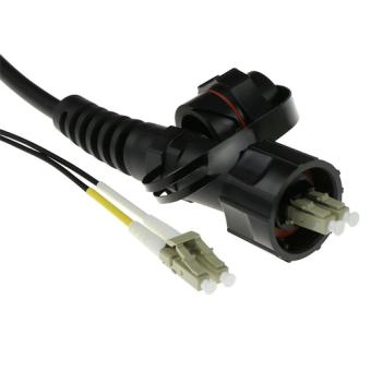 ACT 15 meter multimode 50/125 OM3 duplex fiber patch cable with LC and IP67 LC connectors 15M LCODVA-LC OM3 DX 7MM (RL7115) 