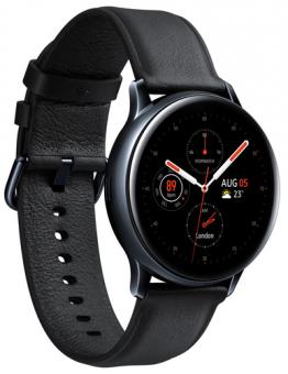 Samsung Galaxy Watch Active 2 - 40 mm - schwarzes Edelstahl - intelligente Uhr mit Band - Leder - schwarz - Anzeige 3 cm (1.2 Zoll) - 4 GB - Wi-Fi, LTE, NFC, Bluetooth - 4G - 37 g 