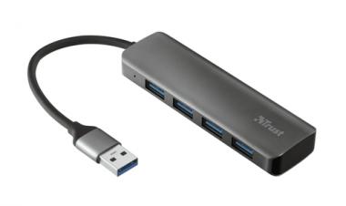 Trust Halyx Aluminium 4-Port USB 3.2 Hub - Hub - 4 x USB 3.2 Gen 1 - Desktop 