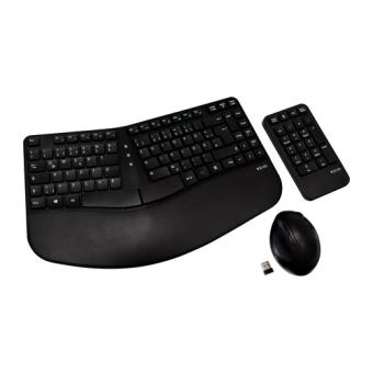 V7 CKW400DE - Set aus Tastatur, Maus und Ziffernblock - kabellos - 2.4 GHz - Deutsch - Schwarz 