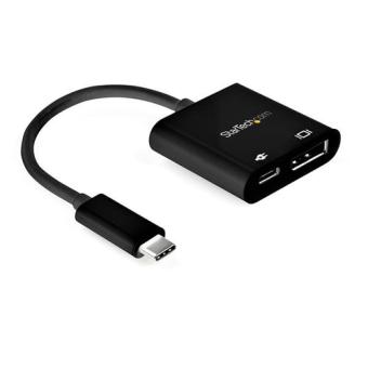 StarTech.com USB-C to DisplayPort Adapter with Power Delivery - 8K 30Hz - USB/DisplayPort-Adapter - USB-C (M) bis DisplayPort, USB-C mit Stromversorgung (W) - Thunderbolt 3 / DisplayPort 1.4 - 8K Untersttzung, aktiv - Schwarz 