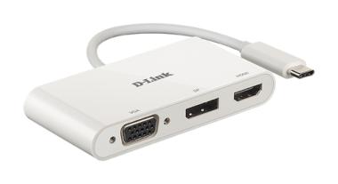 D-Link DUB-V310 3-In-1 USB-C Video Adapter mit HDMI & DisplayPort & VGA 
