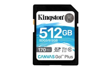 Kingston Canvas Go! Plus - Flash-Speicherkarte - 512GB - Video Class V30 / UHS-I U3 / Class10 - SDXC UHS-I (SDG3/512GB) 