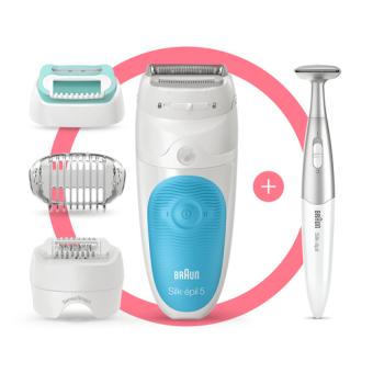 Braun Silk-pil 5 Wet&amp;Dry 81706344 - Wei - Trkis - 28 Pinzette - Achsel - Bikini - Vorderer Oberschenkel - Innere Oberarme - Depilation - Rasieren - LED - Deutschland (285786) 