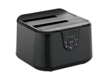 Conceptronic DDE02B Dual Bay Hard Drive Docking - Speicher-Controller mit Ein/Aus-Schalter, Klon-Funktion Schchte: 2 - 2.5 Zoll / 3.5 Zoll gemeinsam genutzt (6,4 cm/8,9 cm gemeinsam genutzt) - SATA - USB 3.0 