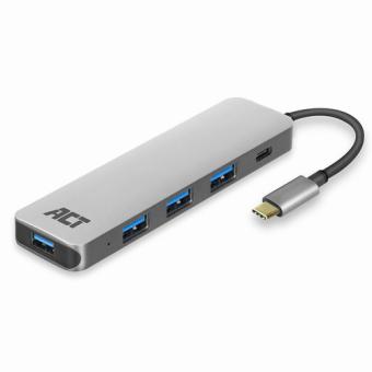ACT USB-C Hub with 4x USB-A, USB-C PD Pass-Through 60W USB-C - 4XUSB-A, PD 0,15 (AC7053) 