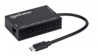 MANHATTAN USB-C auf SFP LWL-Konverter USB 3.2 Gen 1 1000Mbit/s optische Glasfaserverbindung offener SFP-Slot schwarz 