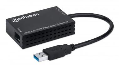 MANHATTAN USB-A auf SFP LWL-Konverter USB 3.2 Gen 1 1000Mbit/s optische Glasfaserverbindung offener SFP-Slot schwarz 