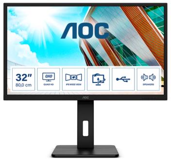 AOC Q32P2 80cm 31,5Zoll IPS WQHD 75Hz 4ms 250 cd/m2 1000:1 HDMIx2 DP 4xUSB 3.2 Speakers 